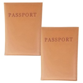 FATASH 2 PCs Passport Holder, PU Leather Cover, Waterproof Travelling Essentials Case for Document, Tickets, Boarding Pass, Business Cards Organizer Wallet for Men & Women - Khaki