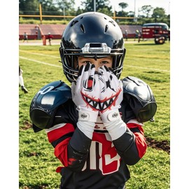 Pixel Panda Youth Football Gloves, Non-Slip Kids Football Gloves with Super Sticky Grip Palm, Breathable Wide Receiver Glove Best Gifts for Boys Girls