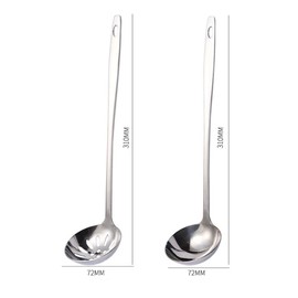 Set of 2 Soup Ladles and Slotted Spoons Stainless Steel Ladle Stainless Steel Soup Ladle Skimmer Ladle Small for Hotels, Homes, Restaurants, Kitchens, Silver (31 cm)