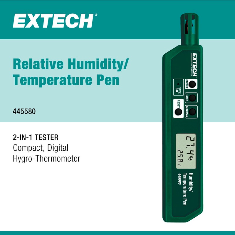 Extech 445580 Humidity and Temperature Pen Sized Meter with Pocket