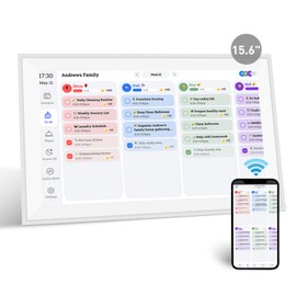 15.6" Smart Digital Calendar Frame– Touchscreen Family Calendar with Electronic Chore Chart & Digital To-Do List, Electronic Planner for Home with WiFi Sync, Desktop &Wall Smart Calendars | White
