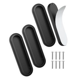 MeBantoo 4 Pack Self-Adhesive Drawer Pull Handles, 4 Inch Self-Stick Aluminum Alloy Push-Pull Knobs for Kitchen Cabinet, Closet, Glass Sliding Barn Door, Wardrobe, Window, Balcony Door (4, Black)