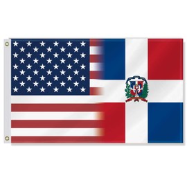 3×5 FT USA Dominican Combo Flag,Large Dominican Friendship Decor,Double Side Digital Printed 150D Polyester Banner With Canvas Header Brass Grommet For Outdoor Indoor Parade Car