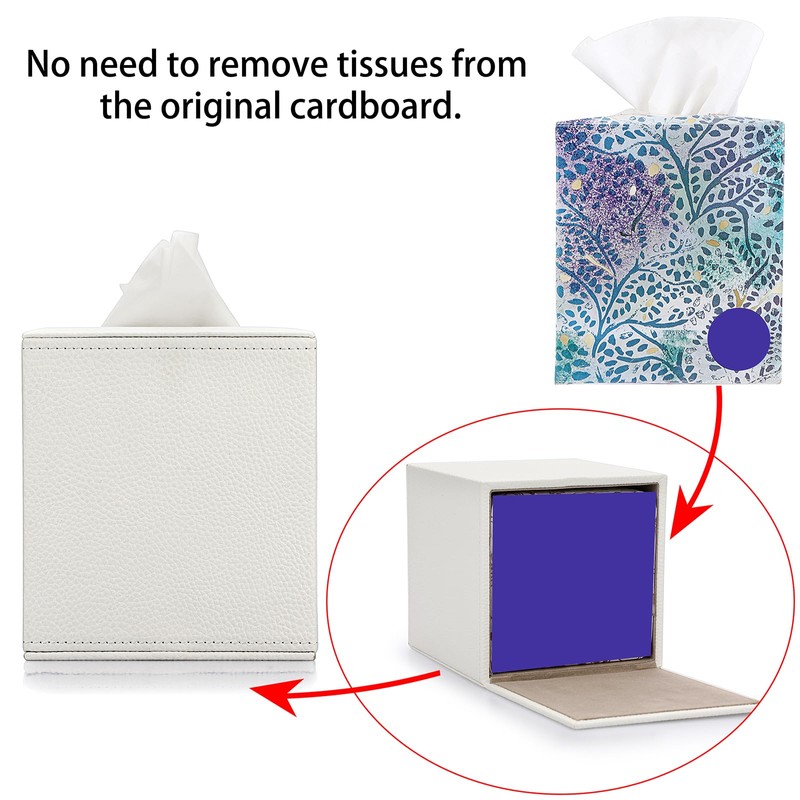 BTSKY PU Leather Cube Tissue Holder Box - Household/Office Square