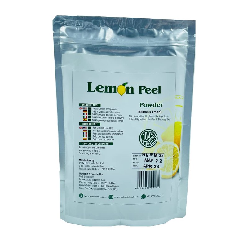 SVATV Lemon Exfoliating Powder, Citrus Limonum, Lemon Peel Powder, Natural,