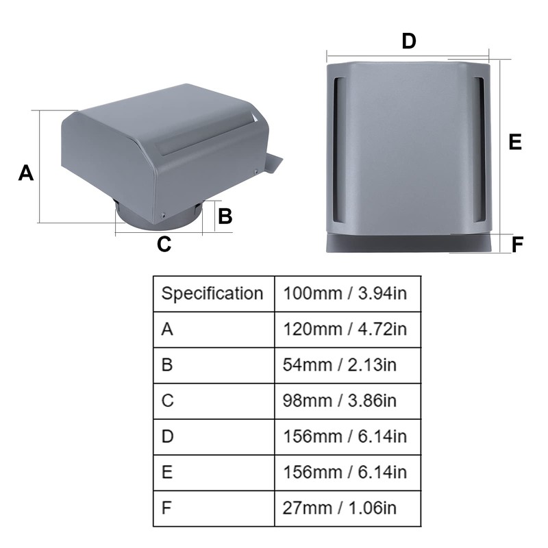 Wall Vent Cover, Stainless Steel Mesh Windproof Exhaust Hood with