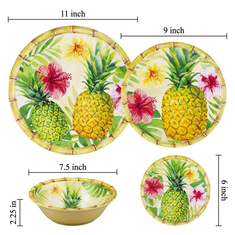 Supreme Housewares Bamboo Pineapple Gourmet Art - Plato de melamina