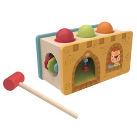 Little Castle Pound and Roll Toy | 12+ Months | Thick Wood | Size 9" x 5" x 5" | Fine Motor Skill Development | Multifunction Design | Playtales Included |
