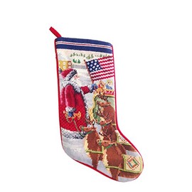 C&F Home Americana Patriotic USA 4th of July Memorial Day Labor Day Cookout Americana Liberty Santa Needlepoint Stocking Multi