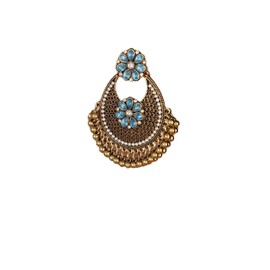 YERTTER Vintage Gold Flower Chandeliers Exaggerated Earrings Studs with Crystal Beads Tassel Dangle Earrings Blue Flower Hollow Bohemian Statement Ethnic Style Earrings for Women Girls（Blue）