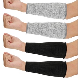 4 Pairs of Arm Protectors for Thin Skin and Bruising Cutting and Burning Heat Resistant Arm Protection Protective Forearm Sleeves for Women Men Cooking Gardening (Black, Grey)