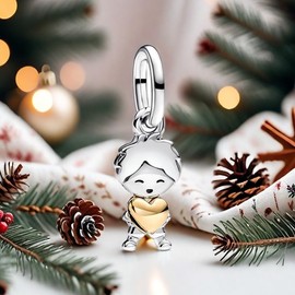 PHCLASY Heart Family Charm Pendant Christmas Bead Charms 925 Sterling Silver Pendant for European Bracelets and Necklaces for Women, Cubic Zirconia