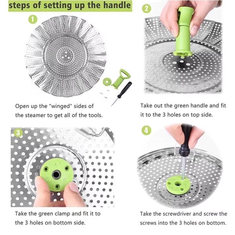 TIKA Folding Stainless Steel Steamer Basket 5.5–9″ – Expandable &