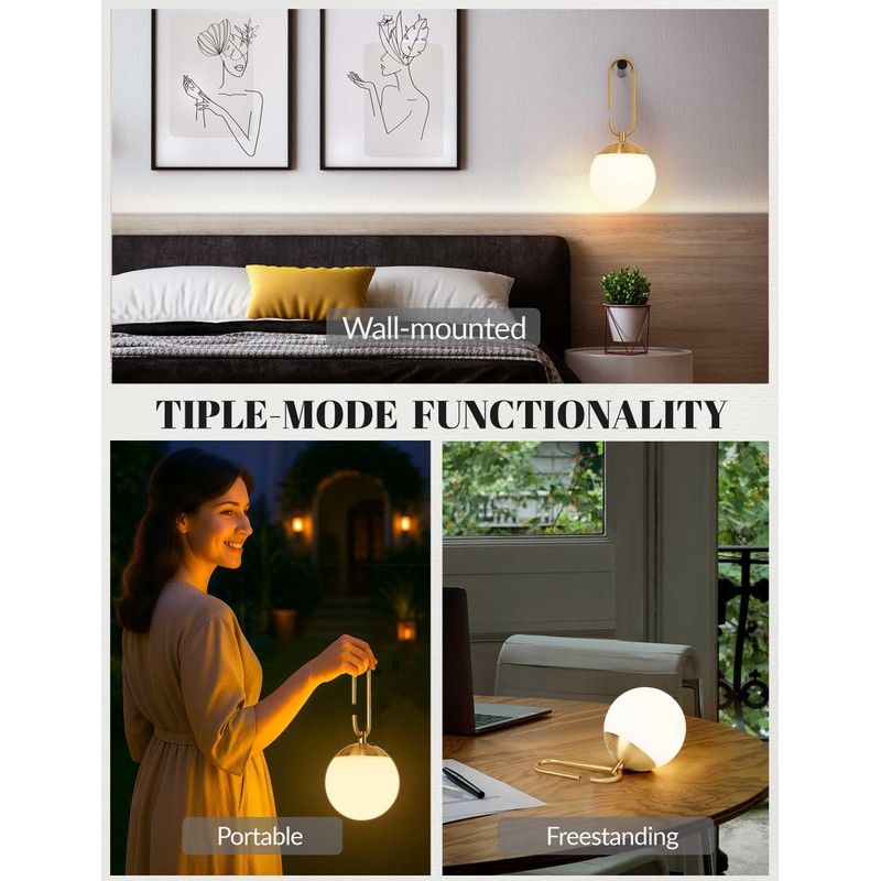 MSTETO Globe Wireless Wall Sconces Set of Two, Battery Operated