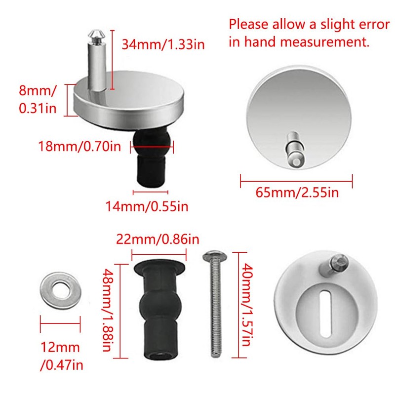 Toilet Seat Hinge Fixings Top Fix Nuts Screws Quick Release