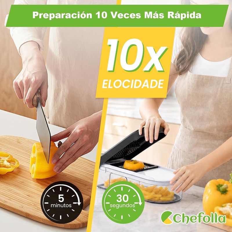 CHEFOLLA Cortador de Verduras, Picador de Verduras Multifunción 10 en