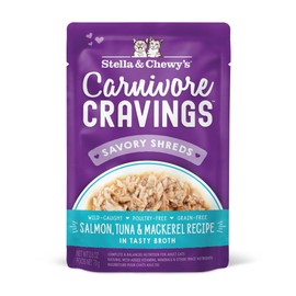 Stella & Chewy's Stella & Chewy's Carnivore Cravings Wet Cat Food Pouches C Grain Free, Protein Rich Meal, Topper or Treat C Salmon, Tuna & Mackerel Recipe (2.8 Ounce Pouches, Case of 24)