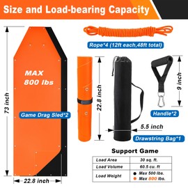 Deer Drag Sleds - Heavy-Duty, Tear-Resistant Game Hauler for Hunting with Ropes and Handles, Portable and Durable Outdoor Gear (2-Set)