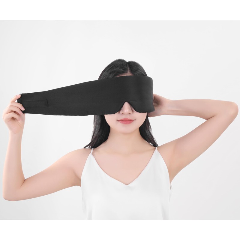 100% Mulberry Silk Sleep Mask, Large Adjustable Eye Cover for