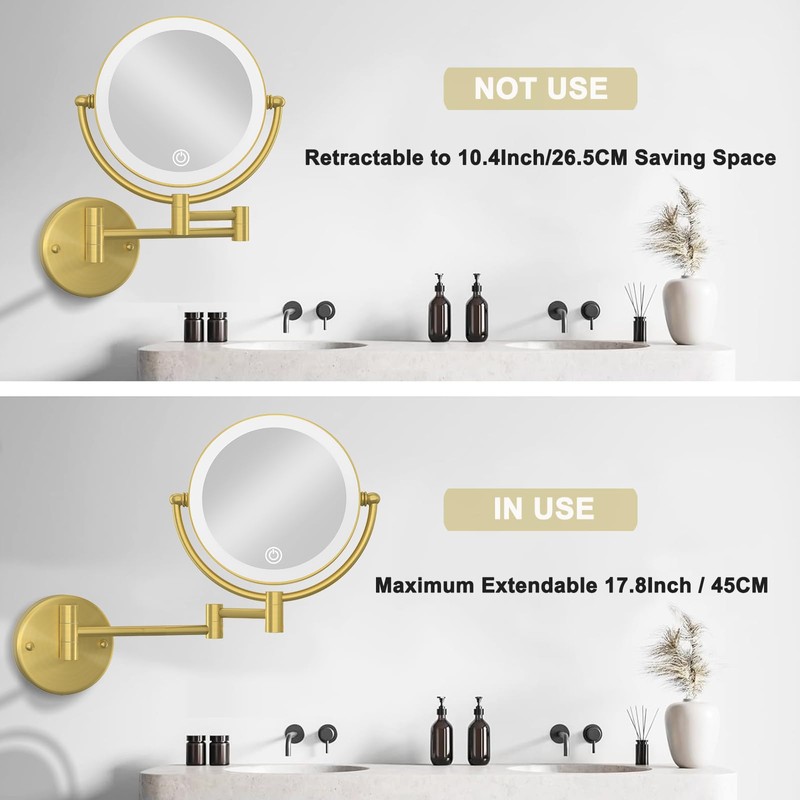Make up Mirror Wall Mounted Lighted 10X Magnifying Hard Wired,
