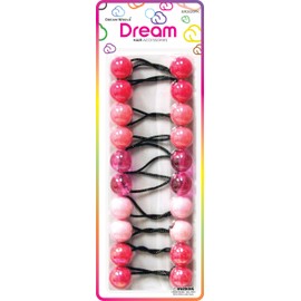 Dream World Ponytail Holder 20 MM Bead Assorted Shades of Pink 10 Piece Pack