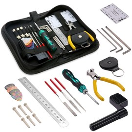 23-Piece Guitar Repair Care Set, Guitar Repair Tool Set, Professional Guitar Repair Tool Kit, Guitar Accessories Including String Winder, Plectrums for Guitar, Ukulele, Bass, Banjo, Mandolin