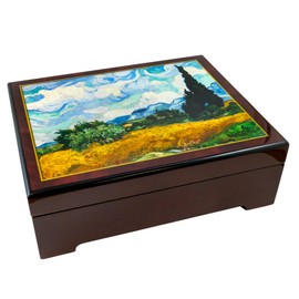 Caja de música musical de campo de trigo con cipreses de The San Francisco Music Box