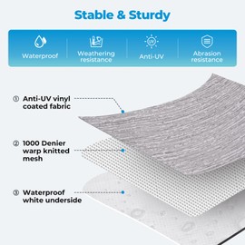 Tsumbay RV Awning Fabric Replacement, 18.5oz Heavy-Duty Weatherproof Anti-UV Vinyl Awning Fabric for Outdoor Camper & Trailer and Motorhome 17'(Fabric 16'2"), Gray Fade