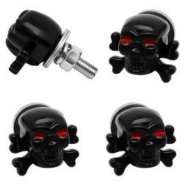 Skull License Plate Bolts & Screws for Car/Motorcycle/Truck, Decorative Rust-Proof License Plate Fasteners Hardware Kit with Frame Inserts (4-Pack,Black)