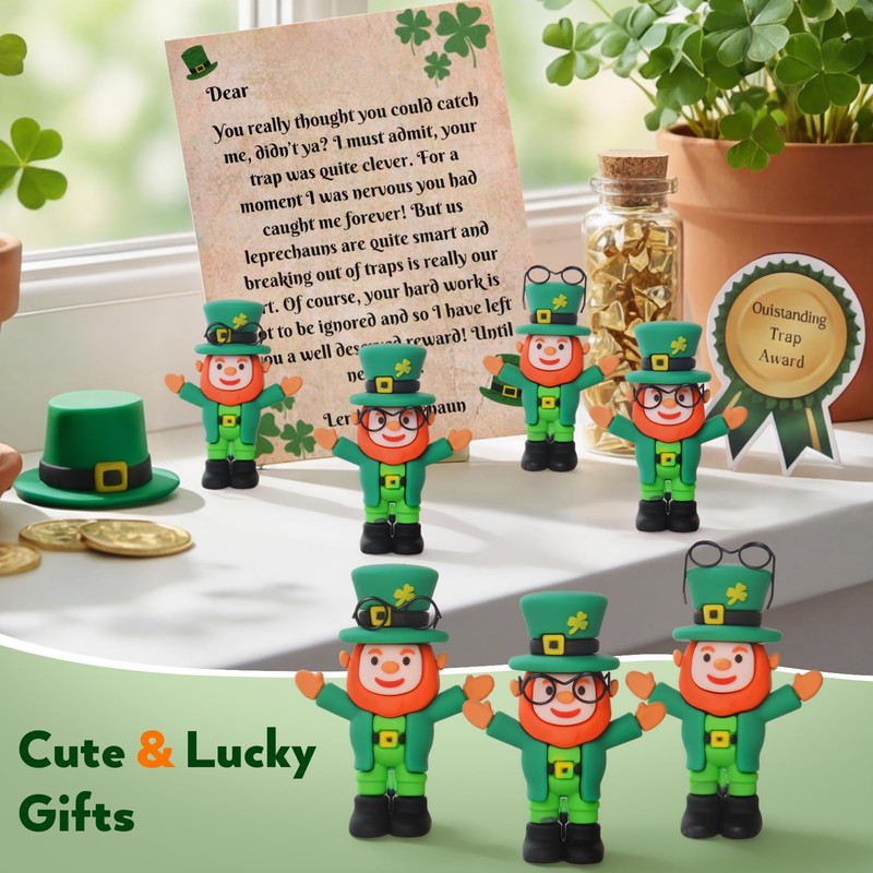 Lizgoxd 12Set St Patricks Day Mini Leprechaun Figurine Toys Small