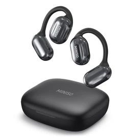 MINISO Open Ear Headphones, Wireless Earbuds, Bluetooth 5.4 Air Conduction Sport Earphones with Earhooks, IPX5 Waterproof Sweat Resistant Earphones for Sport, Running, Workout Black
