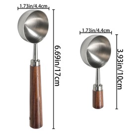 2 PCS Coffee Scoop Vintage Coffee Measuring Spoon Stainless Steel Coffee Spoon With Nature Walnut wood Handle Long Wooden Handle Coffee Scoop Kitchen Utensil Loose Tea Spoon Perfect for Coffee Tea