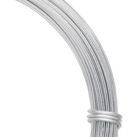 Platinum 45 Foot Coil Silver Anodized Aluminum 16 Gauge 1.25mm Round Wire for Wrapping