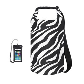 OMGear Waterproof Dry Bag Backpack Waterproof Phone Pouch 40L/30L/20L/10L/5L Floating Dry Sack for Kayaking Boating Sailing Canoeing Rafting Hiking Camping Outdoors Activities (Zebra,10L)