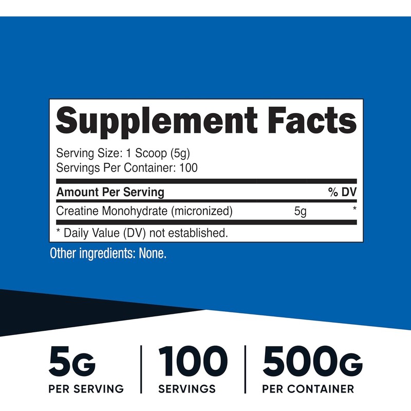 Nutricost Creatine Monohydrate Micronized Powder 500G, 5000mg Per Serv (5g)