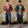 Bon amixyl Mens Silk Kimono Robe Reversible Silk Bathrobes Chinese