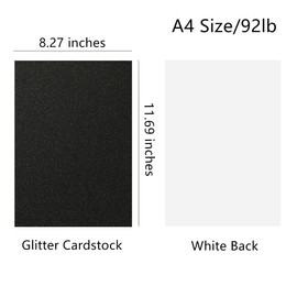 Hysiwen 20 Sheets Black Glitter Cardstock, 250gsm/92lb A4 Sparkly Paper for Making Cards, Invitations, Paper Crafts, Party Decoration