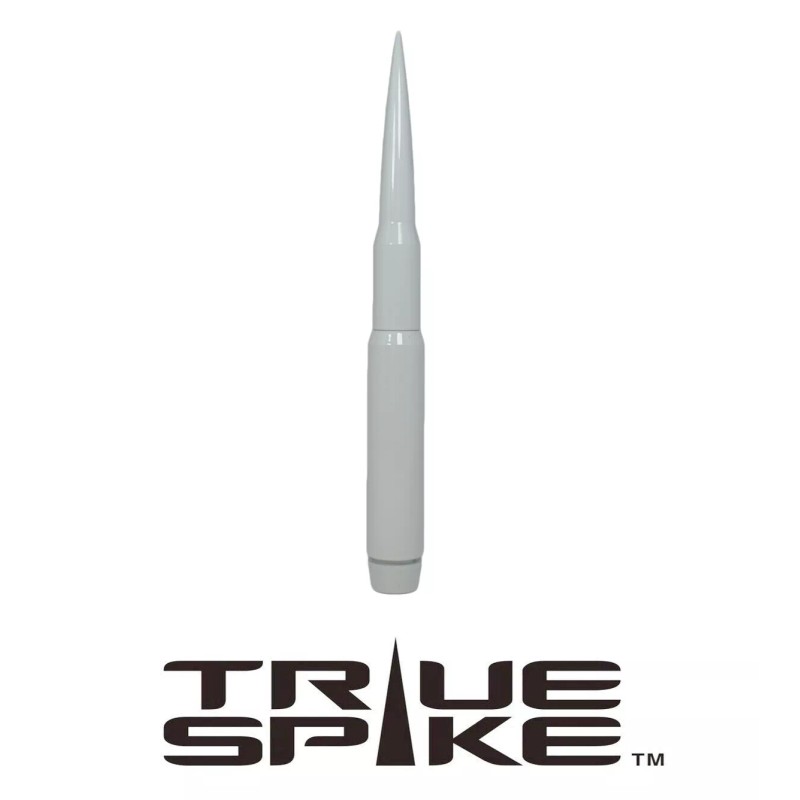 TRUE SPIKE BILLET 9" FAT BULLET ANTENNA WHITE FOR 07-20