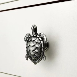 Wannianmu 10 Pack Sea Turtles Shape Metal Dresser Drawer Cabinet Knobs Pulls Handles Home Bathroom Beach Nautical Coastal Animal Decor(Ancient tin)