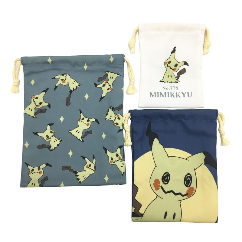 Marimo Craft PKM-742 Pokemon 3-Piece Drawstring Bag, Nymphia, W 7.1