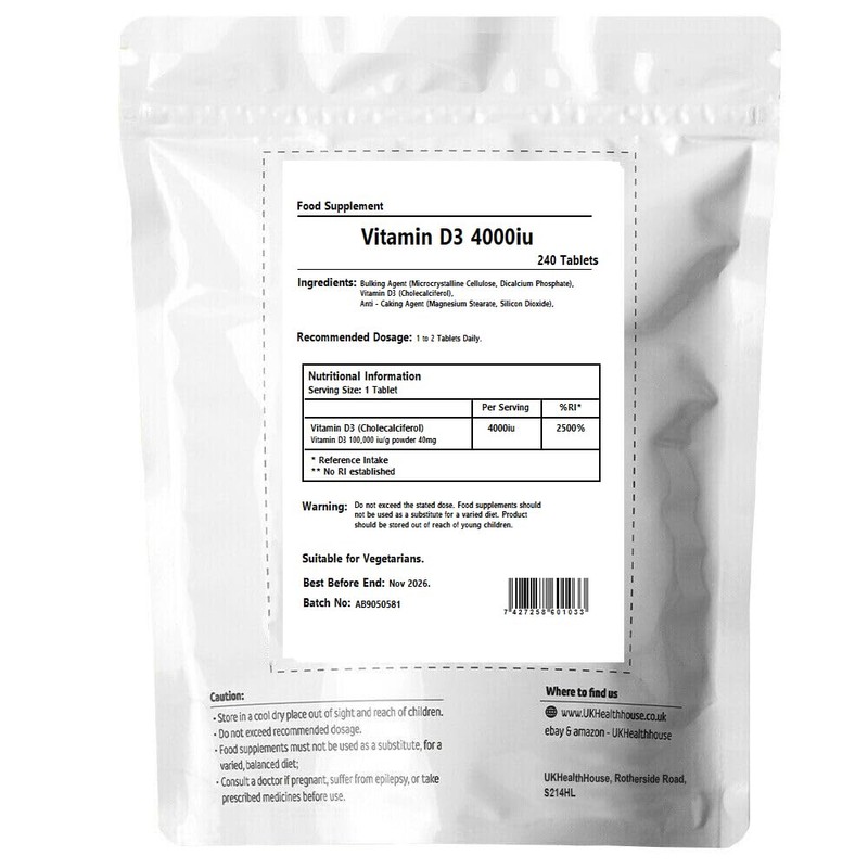 Pure High Strength Vitamin D3 4000IU Tablets - Help Bones