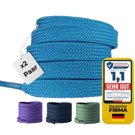 LaceHype 2 Pairs of Premium Shoelaces, Flat, Tear-Resistant, 10 mm Wide, Replacement Polyester Shoelaces for Trainers, Sports Shoes (Light Blue, 120)