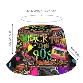 Bucket Hat, 80s 90s Vintage Bucket Hat, Summer Breathable Beach Hat, Double-Sided Hiphop Bucket Hat, Colourful Printed Sun Protection Hat, Lstige Hats for Men and Women, Colourful