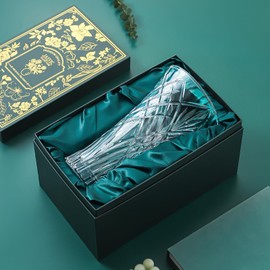 12Inch Glass Crystal Vase for Flowers with Luxury Gift Box, Elegant Tall Clear Vases for Wedding, Valentine Gift, Large Floreros Centerpieces for Living Room Home Décor