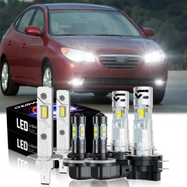 CHUSYYRAY For Hyundai Elantra 2007-2010 Combo LED Headlight High Low+Fog Light Bulbs Kit