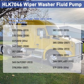 Truck Windshield Wiper Washer Fluid Pump, Fits for Kenworth T680 T880 and Fits for Peterbilt 367 378 382 384 385 386 387 388 389 579, OEM# 104307 T4695001 104252 HLK7046 (2 PCS)