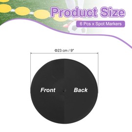 PATIKIL 6pcs Spot Markers 9" Non-Slip Flow Dot Agility Markers Flat Field Cone Poly Dot Gym PE Speed Training Dance Soccer Basketball Sports Black