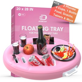 DIVEBLAST: Pink Floating Table for Pool - Hot Tub Accessories for Adults - Holds Up to 50 LBS - Pool Stuff for Mom, Cool and Unique Drink Floaties