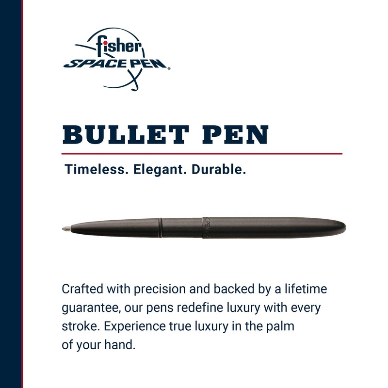 Fisher Space Pen Bullet Pen, Ballpoint, Brass, Matte Black, Black