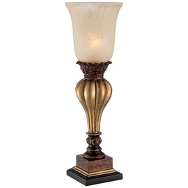 Regency Hill Sattley Traditional Accent Table Lamp 23 1/4" High Light Gold Uplight Floral Alabaster Glass Shade for Bedroom Living Room Nightstand Bedside Night Stand Office Kids Room